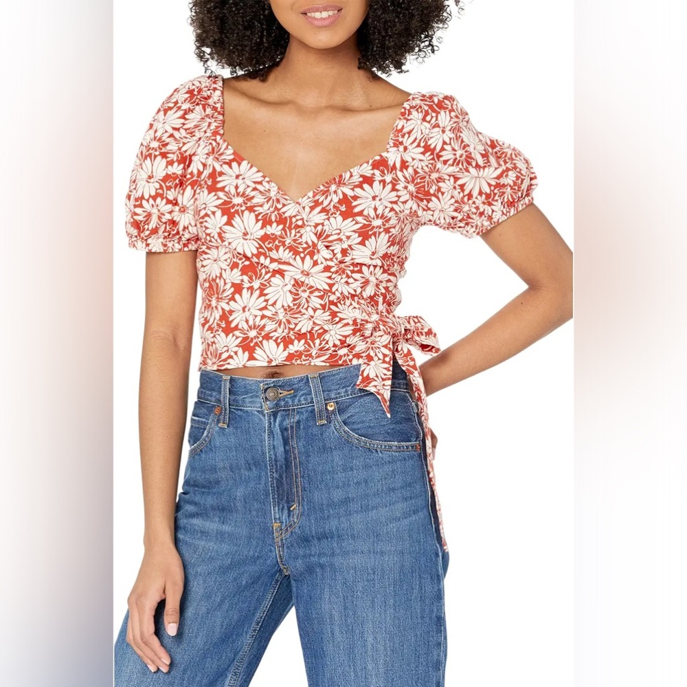 Madewell Puff Sleeve Wrap Top